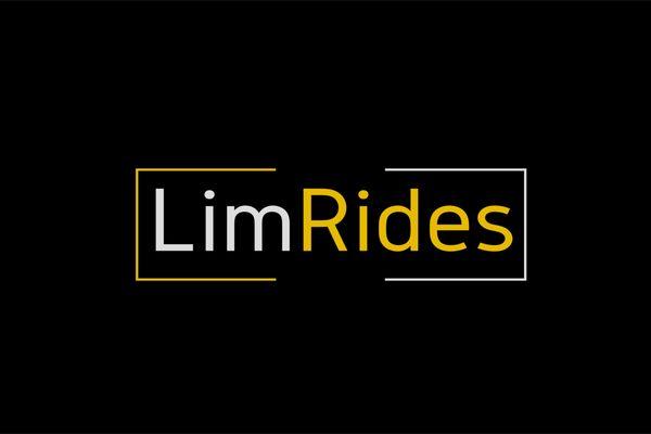 Our Logo for LimRides showing Limousine Black Car service with Airport Taxi prices.