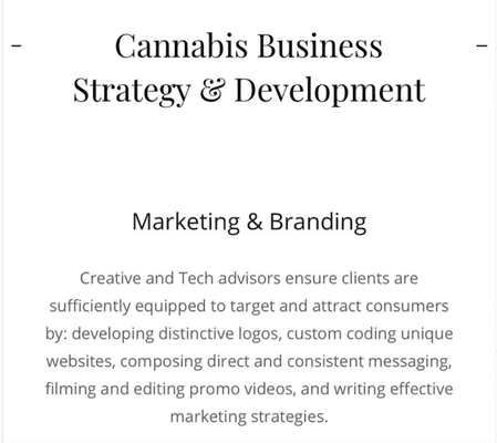 Creative and Tech advisors ensure cannabis business clients are equipped to target and attract consumers.