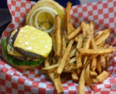 Double cheese burger and fries