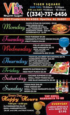 Weekly Special Menu