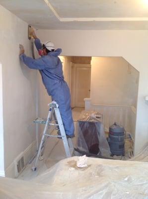 Extensive prep work during another interior painting project.