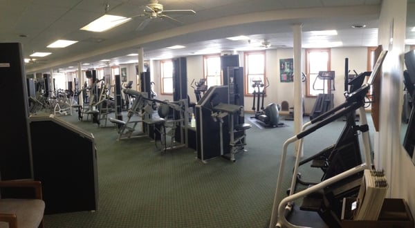 Full fitness center with a variety of workout equipment