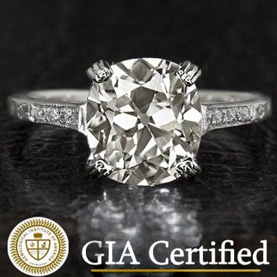 2.35ct J VS2 GIA Certified Antique Cushion Cut