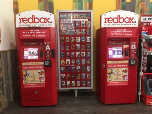 Redbox DVD Kiosk A & B located inside Raley's Supermarket.