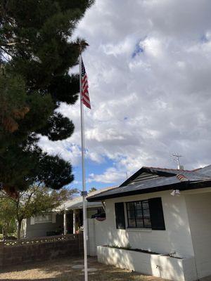 Rope added to flagpole.