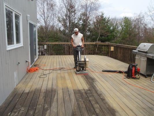 This deck was cleaned, sanded and stained to bring it back to its original beauty.