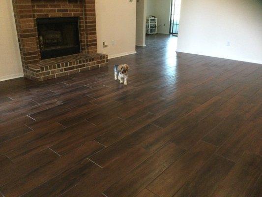 Wood look tile install