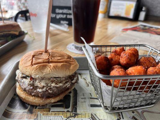 Wahl-apeno Burger with Sweet Potato Tots