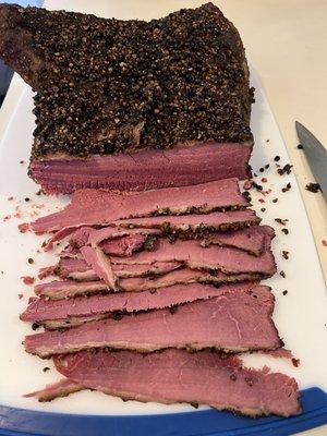 Pastrami I made from Gordon's beef brisket & smoked on Traeger