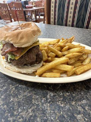 Bacon Double Cheeseburger and fries.