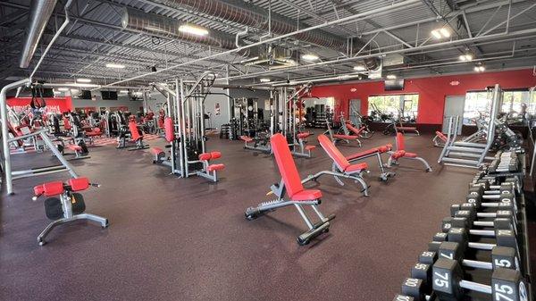 Large Free Weight Area with dumbbells up to 100 lbs.