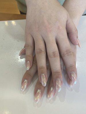 #UV gel #chrome nails