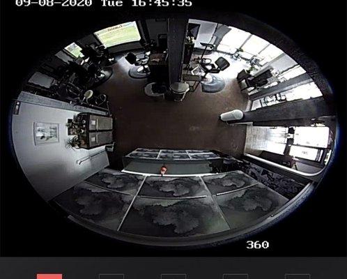 This is the fish eye camera I can see both rooms at once