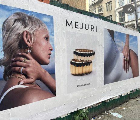 Mejuri summer campaign billboard in NYC that I did for Nails for.