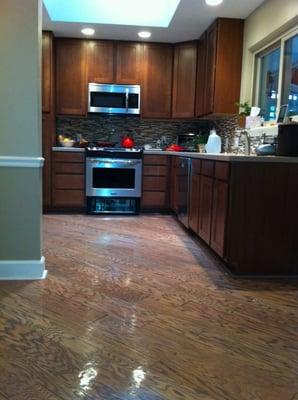 Engineered wood flooring refinished in Austin