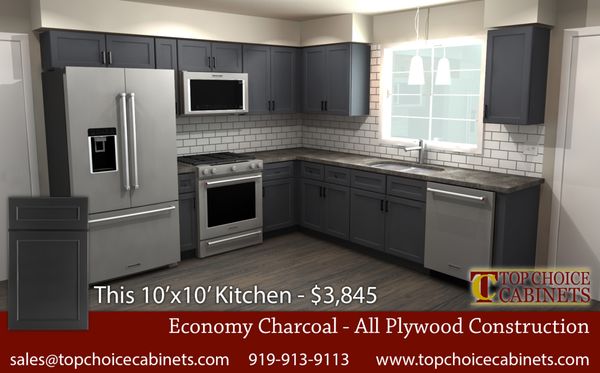 10x10 Pricing for Economy Charcoal Cabinets