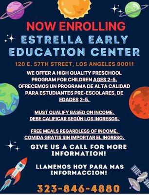 NOW ENROLLING children ages 2-4 1/2. Give us a call for more information 323-846-4880.