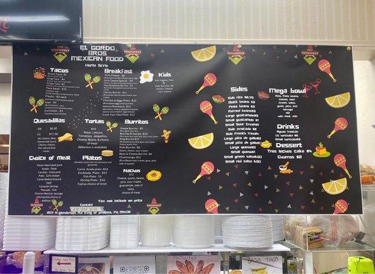 Mexican menu