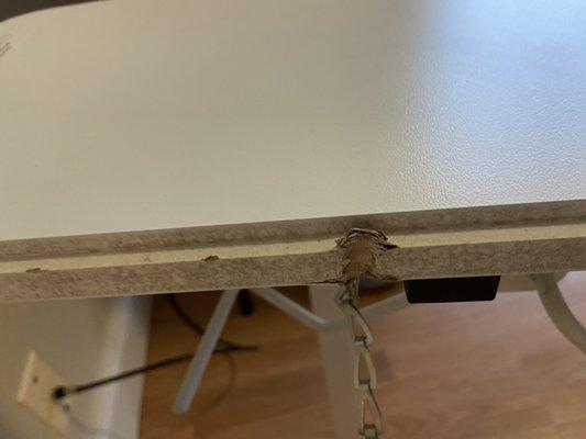 Sewing table closed improperly and damaged