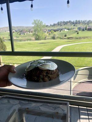 Awesome homemade corned beef hash for breakfast. Awesome food and amazing view!