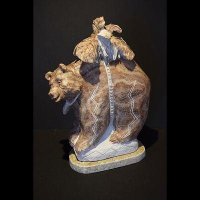 Alvin Marshall, "Keeper of the Lightning Bundle", Alabaster Sculpture, Front view