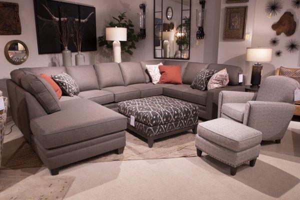 Smith Brothers Sectional, Cocktail Ottoman, and chair.