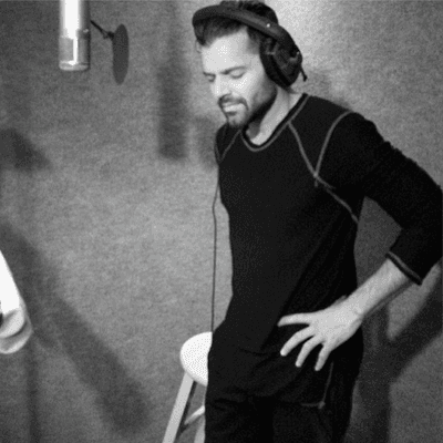 Ricky Martin recording in his CLADE architect tee