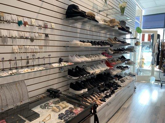 Great selection of accessories and shoes.