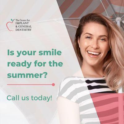 Is your smile ready for the summer? Get your teeth shiny and bright with an in-office teeth whitening treatment.