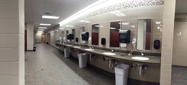 Entrance and sinks in locker room. (Ladies)