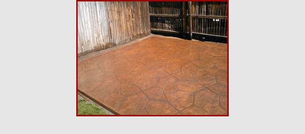 Stamped and colored concrete.