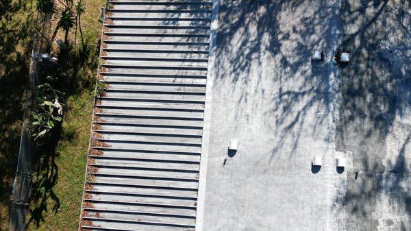 Drone view of a roof that needs replacing