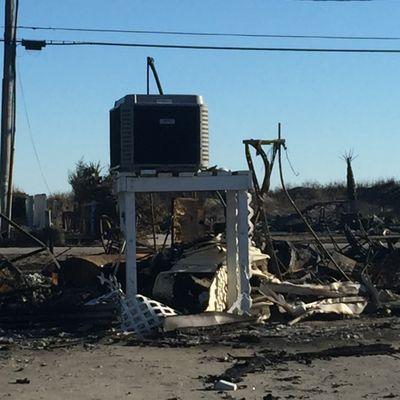 The only thing left standing after hurricane and fire after hurricane Matthew is he Heil heatpump