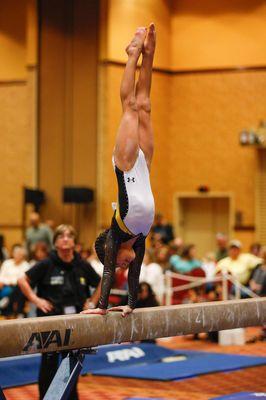 My lil bee on the balance beam!