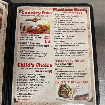 Country Fare, Mexican Food, Kids Menu  Updated 2022