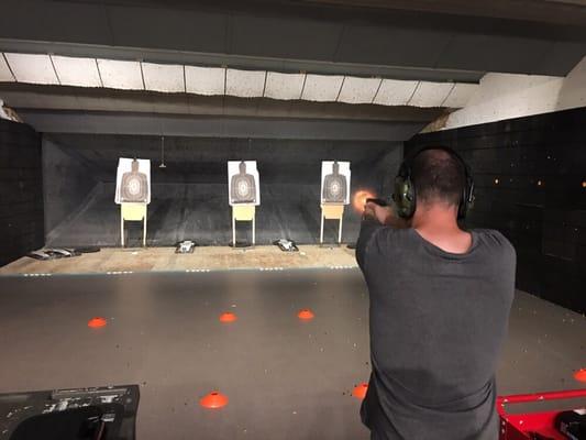 A student shoots his CCW qualification at Alpha in McHenry - the private members only range where TCT live firing training is done.