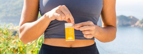 On the go wellness with Coromega Max omega-3 squeeze shots