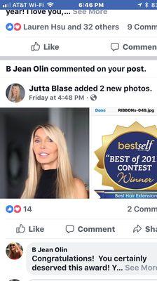 Voted BEST HAIREXTENTIONS 
 in BESTSELF Atlanta Magazine