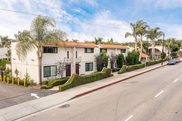 Street view of North Pointe Villas, located in beautiful La Habra, California.