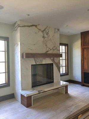 A lovely Calcutta Marble fireplace designed in the Indianapolis area by Sims-Lohman designer, Tony Maxwell.