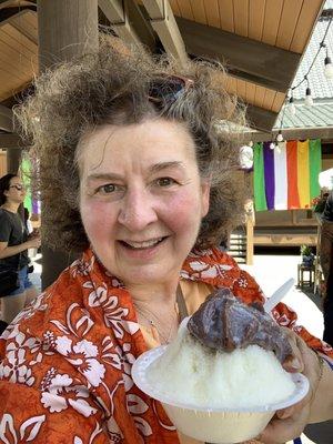 Hawaiian shave ice with cream and red bean paste