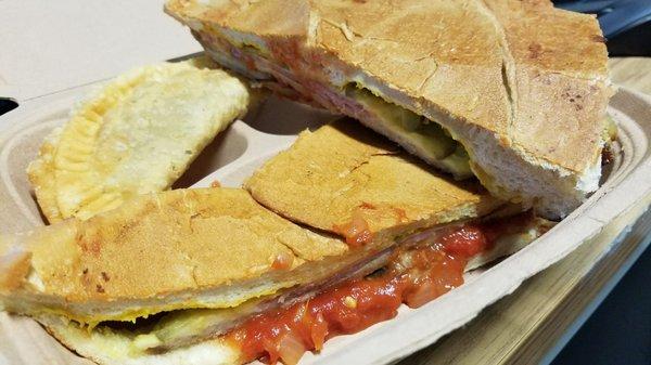 Cubano and trying an empanada for the first time. Best lunch ever!