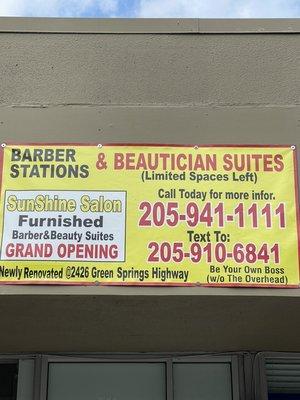 Accepting applications for this completely renovated Salon.