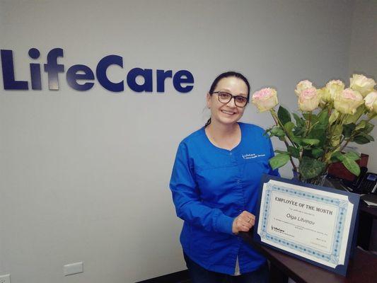 LifeCare Nurse, Olga, an Employee of the month,  April 2018