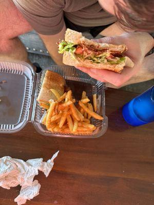 BLT & large portion of fries...