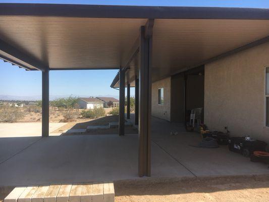 This is a solid patio cover installation in Ridgecrest Ca.