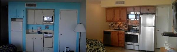 Before and After Kitchen Remodel, Sand Castle Condominiums Port Aransas,TX