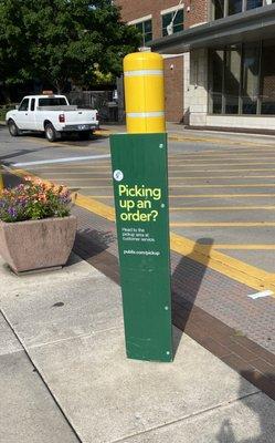 Signage for pickup orders. What they actually mean is park at the curbside spots in the back alley.