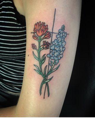 Blue bonnet and indian paint brush tattoo