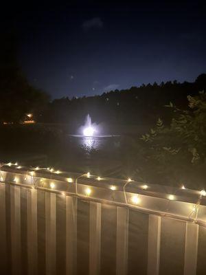 Night view of the fountains in the lake